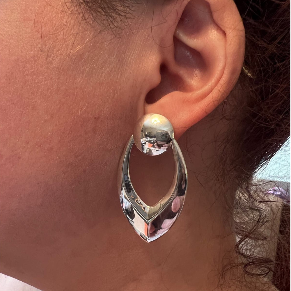 Versatile Vintage Meka Sterling Silver Post Earrings Worn 2 Ways